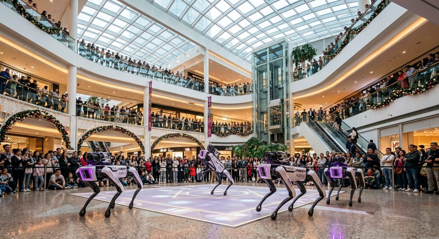 Robot activation in a shopping mall atrium